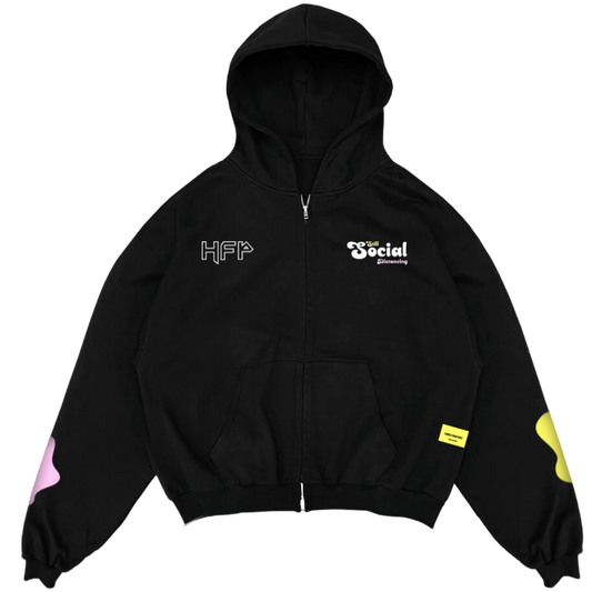 ZIP UP HOODIE STILL SOCIAL DISTANCING BLACK