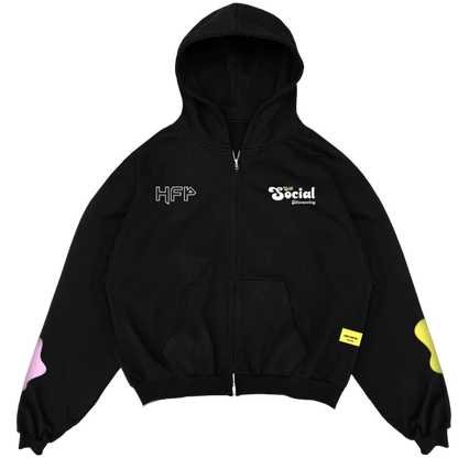 ZIP UP HOODIE STILL SOCIAL DISTANCING BLACK