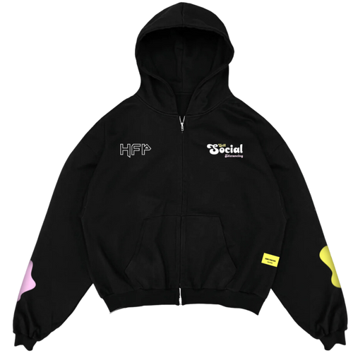 ZIP UP HOODIE STILL SOCIAL DISTANCING BLACK
